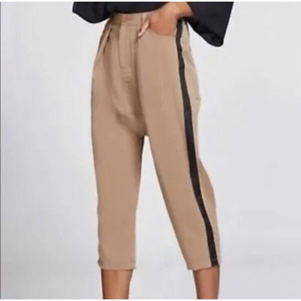 NWT GABRIELLE UNION New York &Company Women's Pants Medium Beige Black Striped